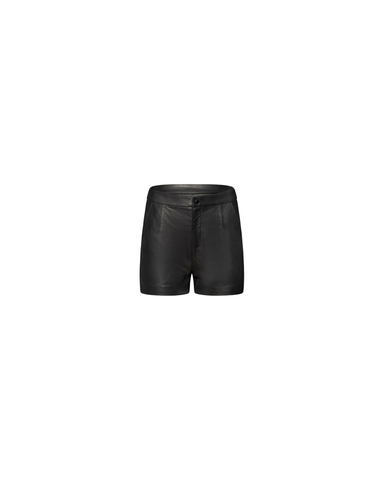 Black leather straight shorts