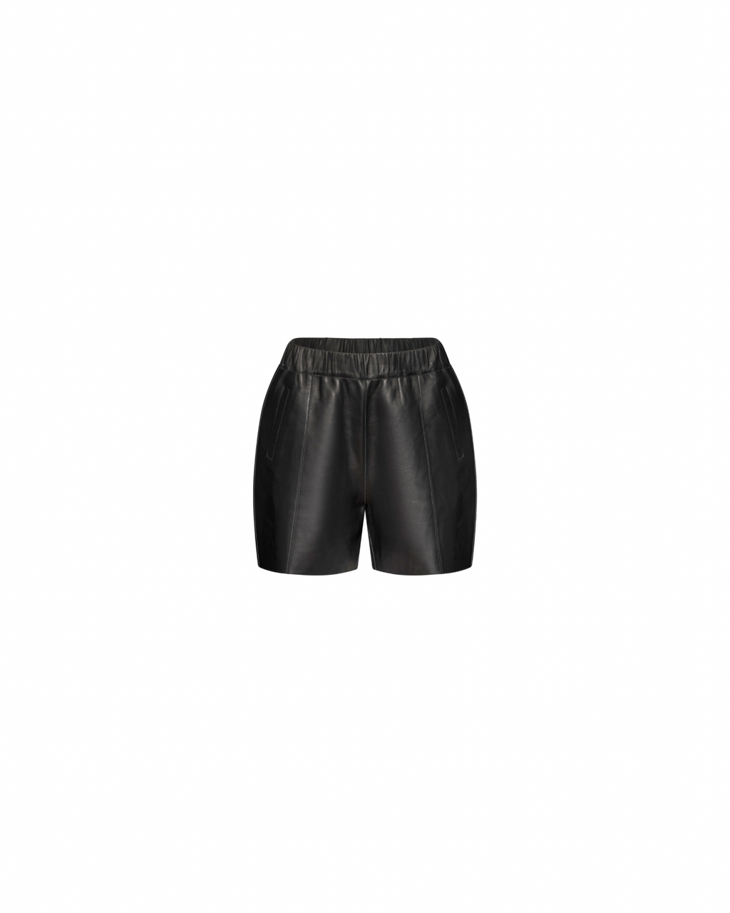 Black structured leather shorts