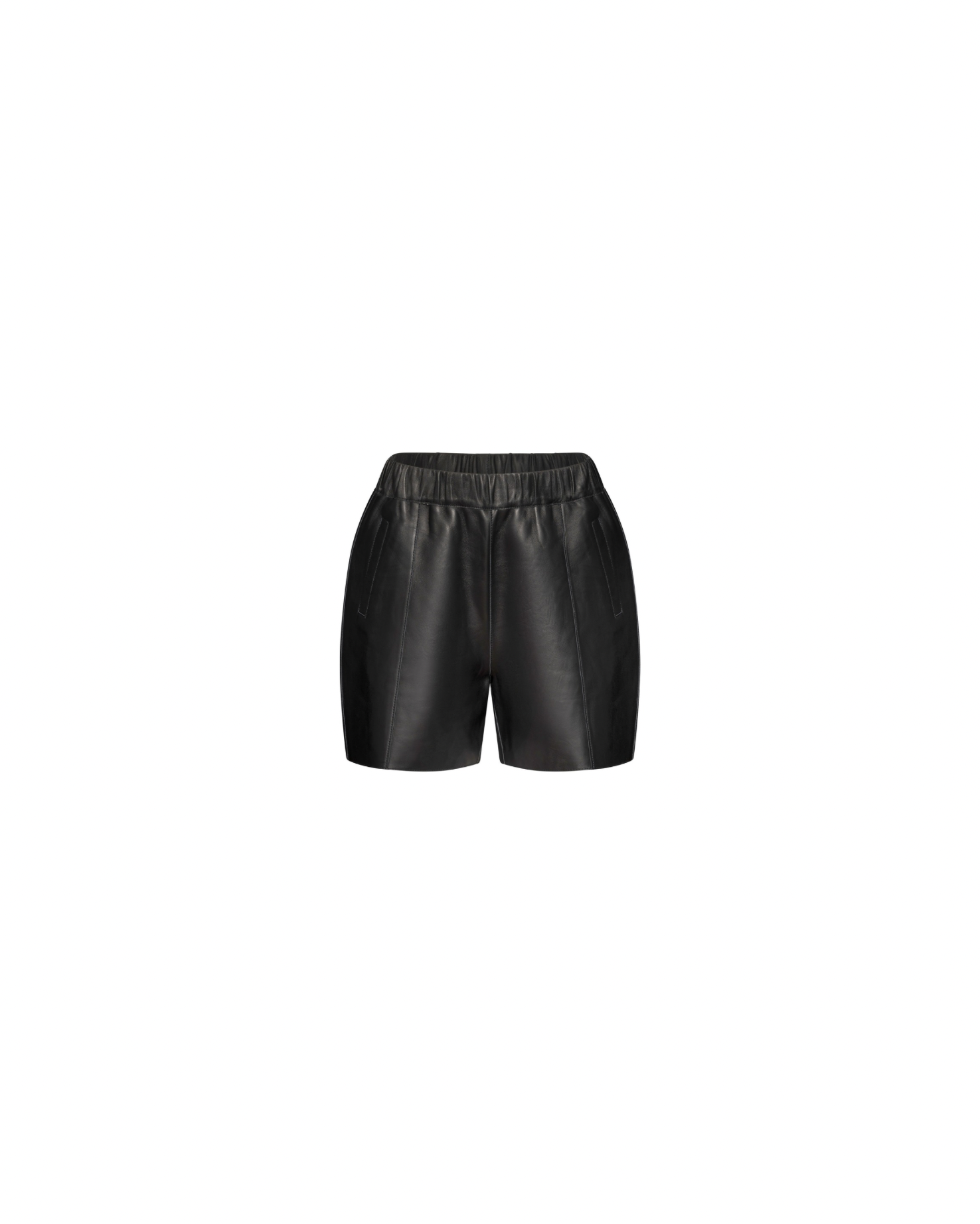 Black structured leather shorts