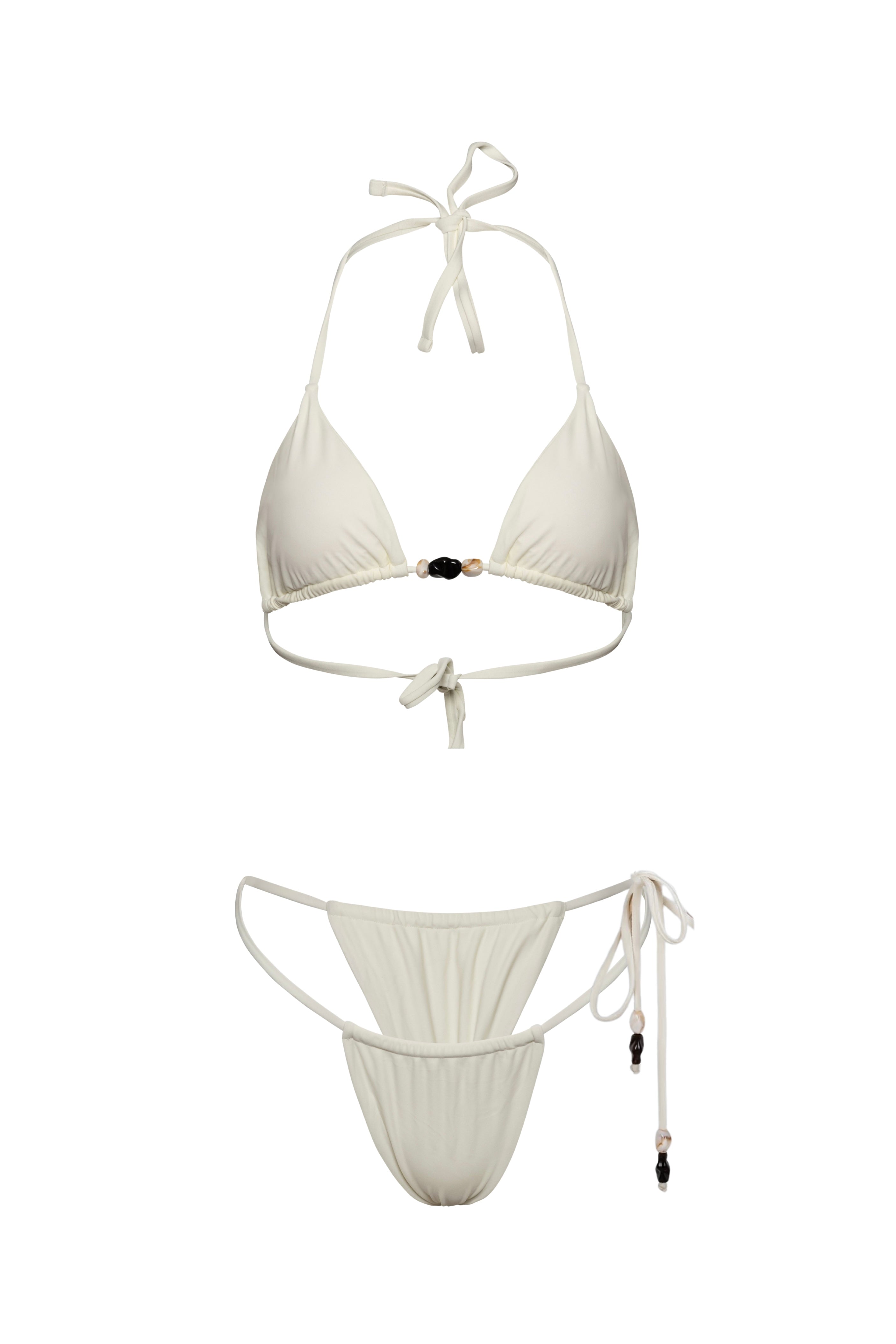 White bikini with bead details