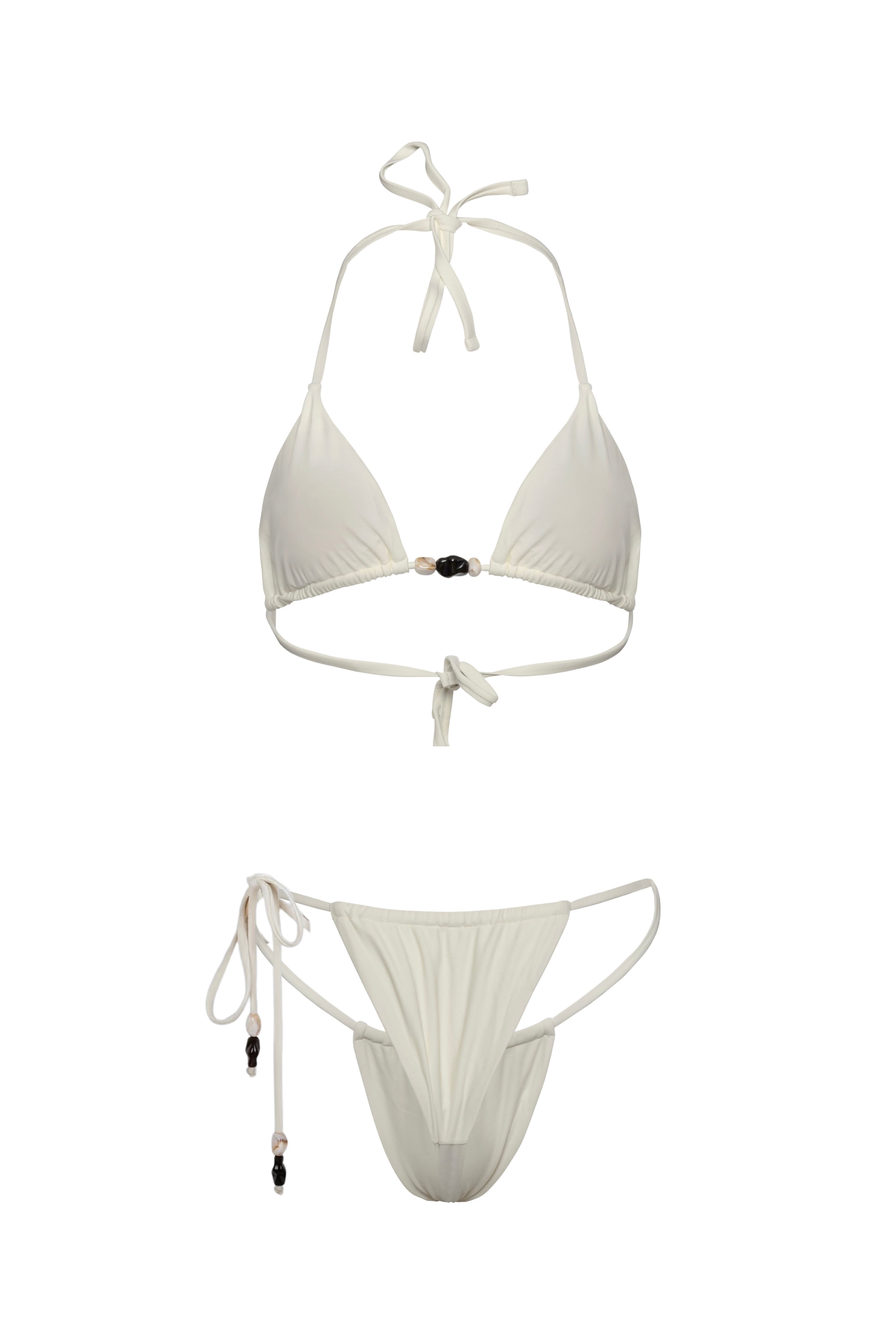 White bikini with bead details
