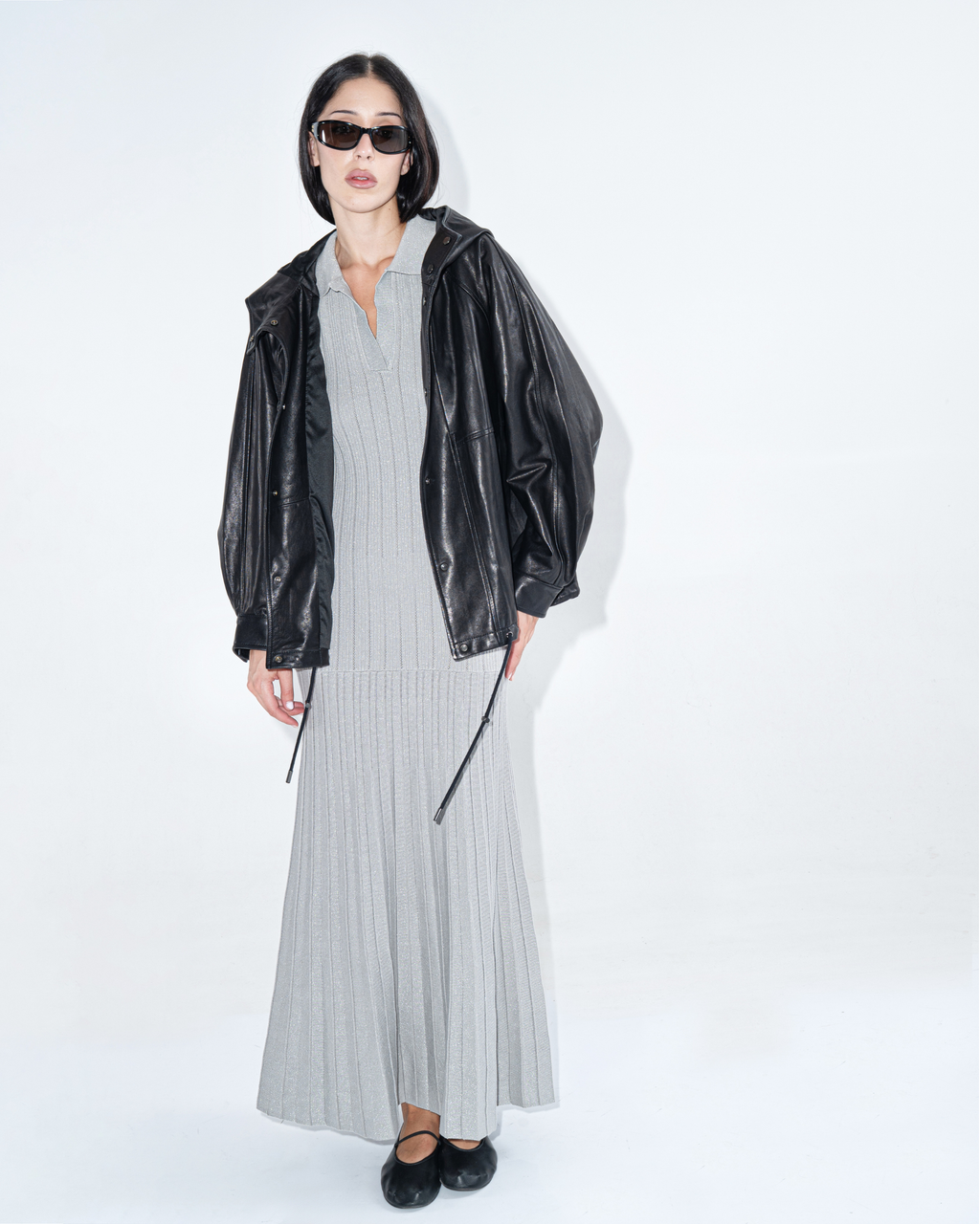 Estelle leather drawstring windbreaker