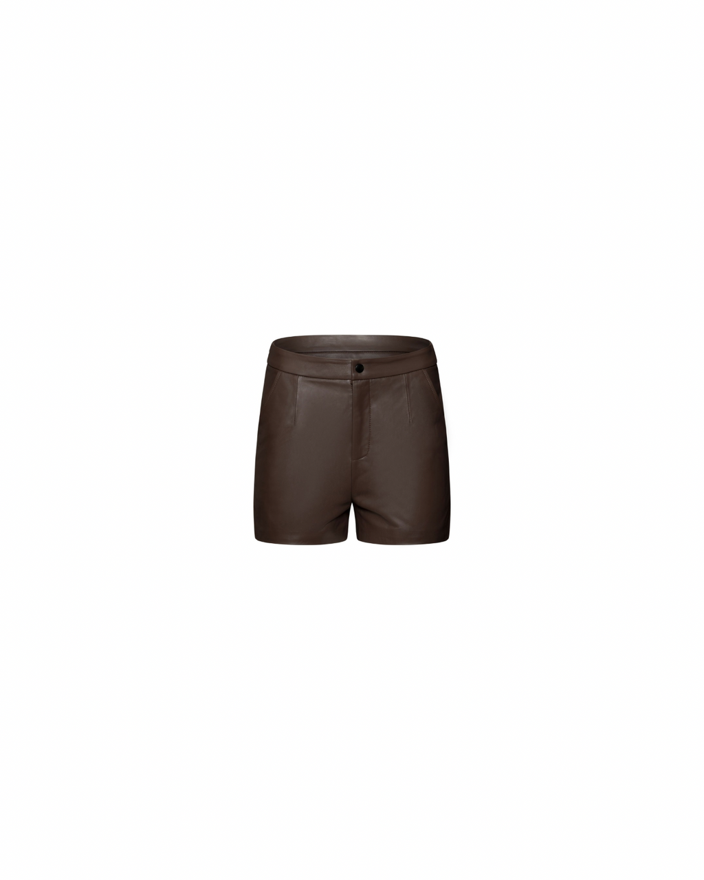 Brown leather straight shorts