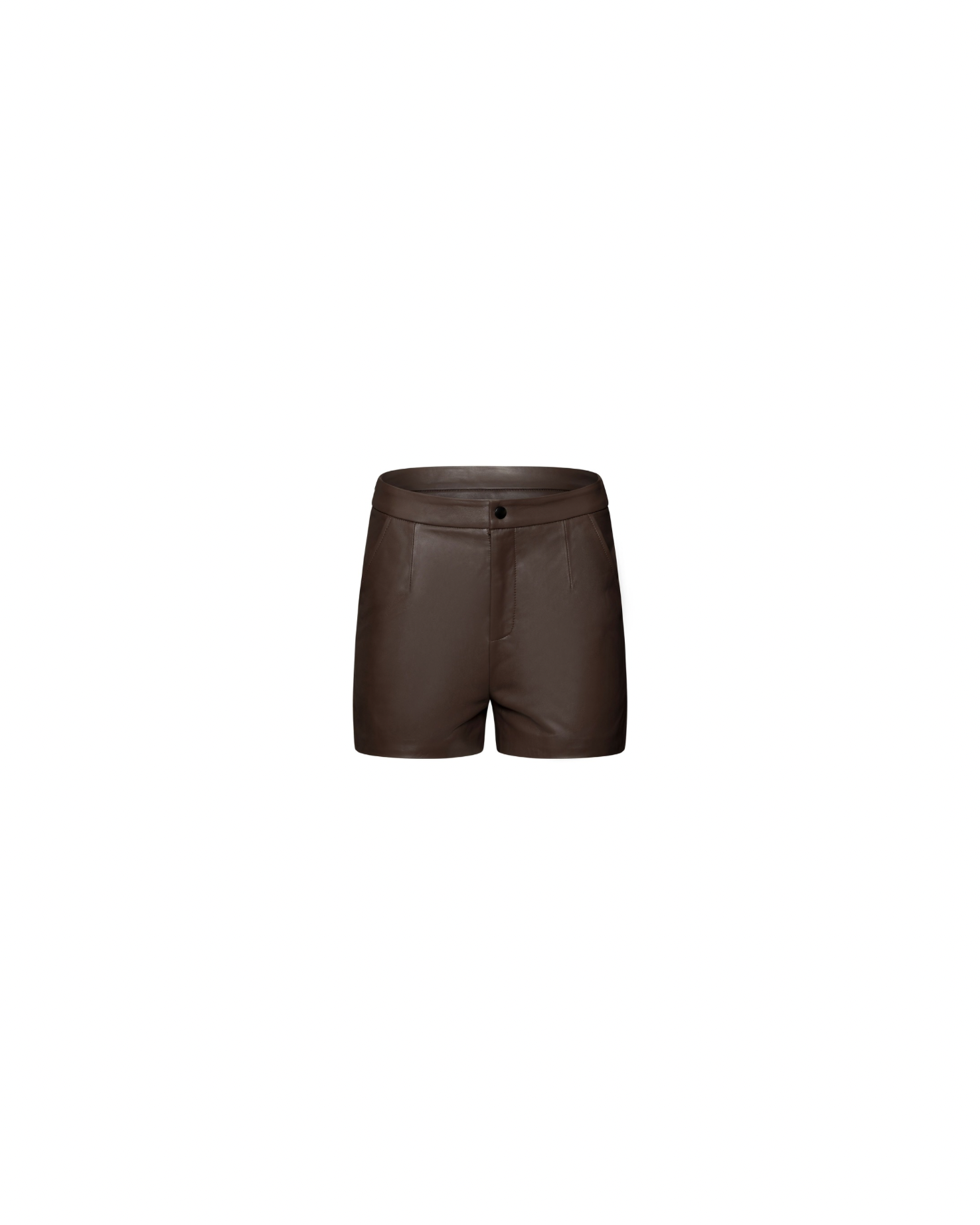 Brown leather straight shorts