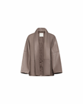Grey straight leather coat