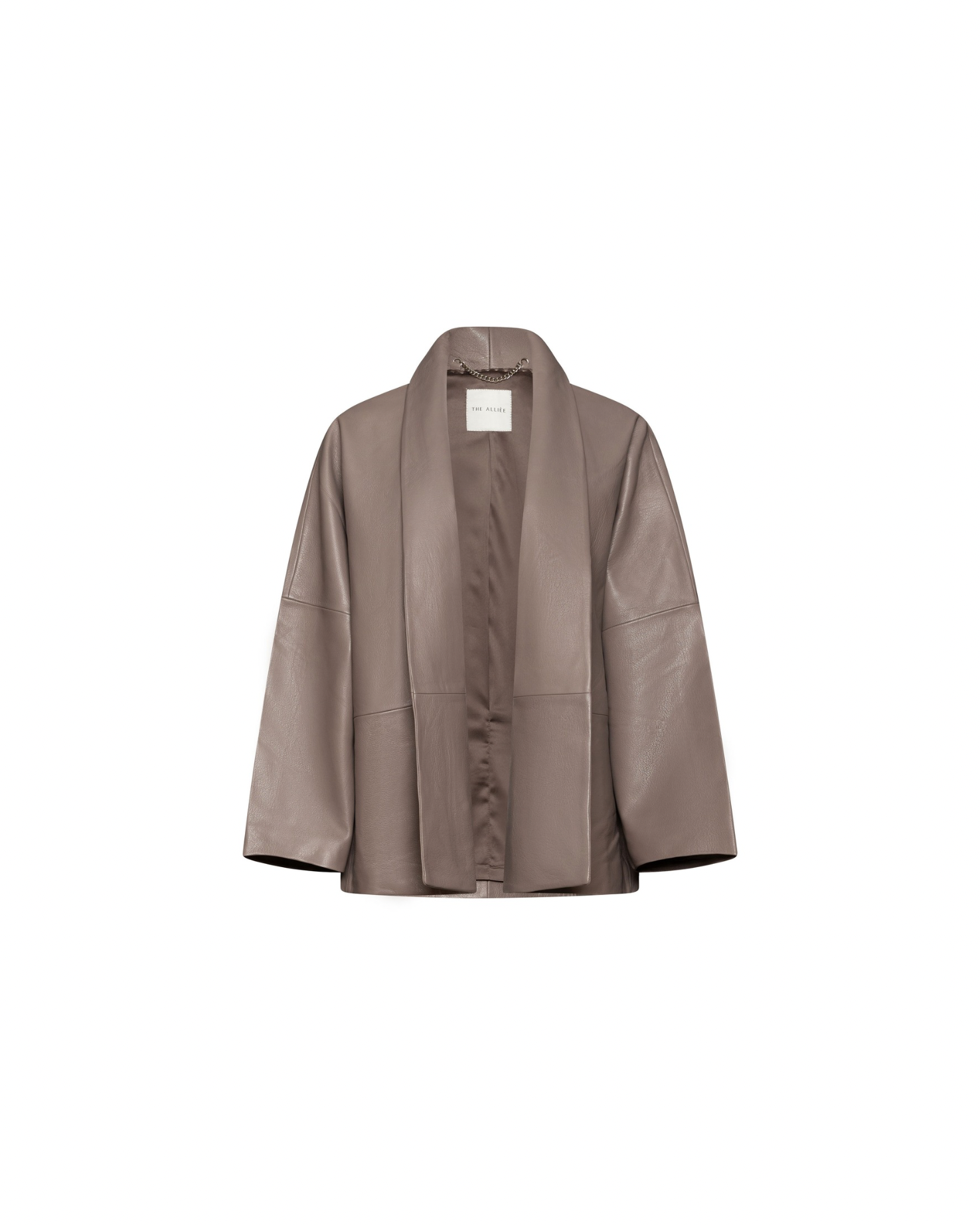 Grey straight leather coat