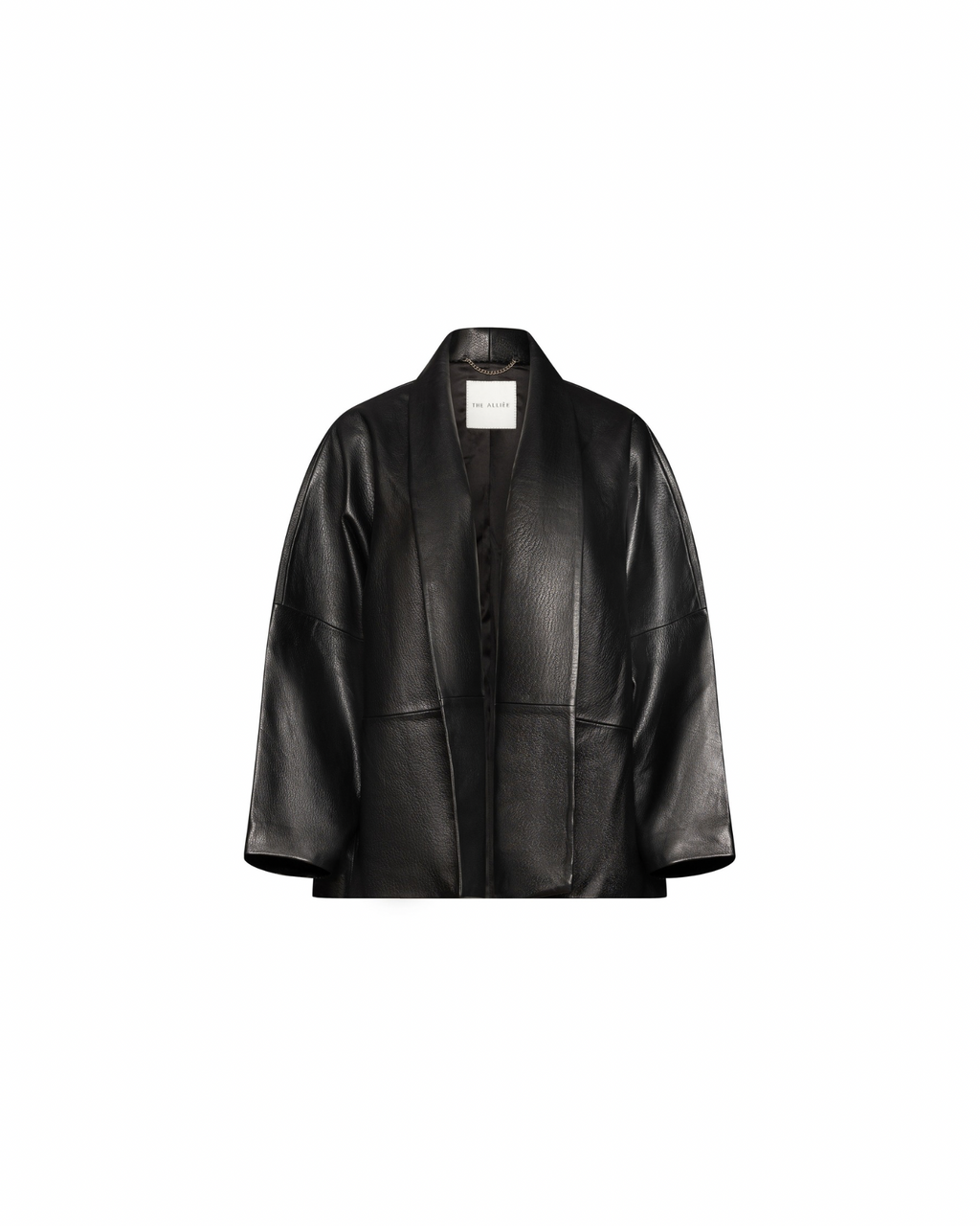 Black straight leather coat