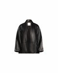 Black straight leather coat