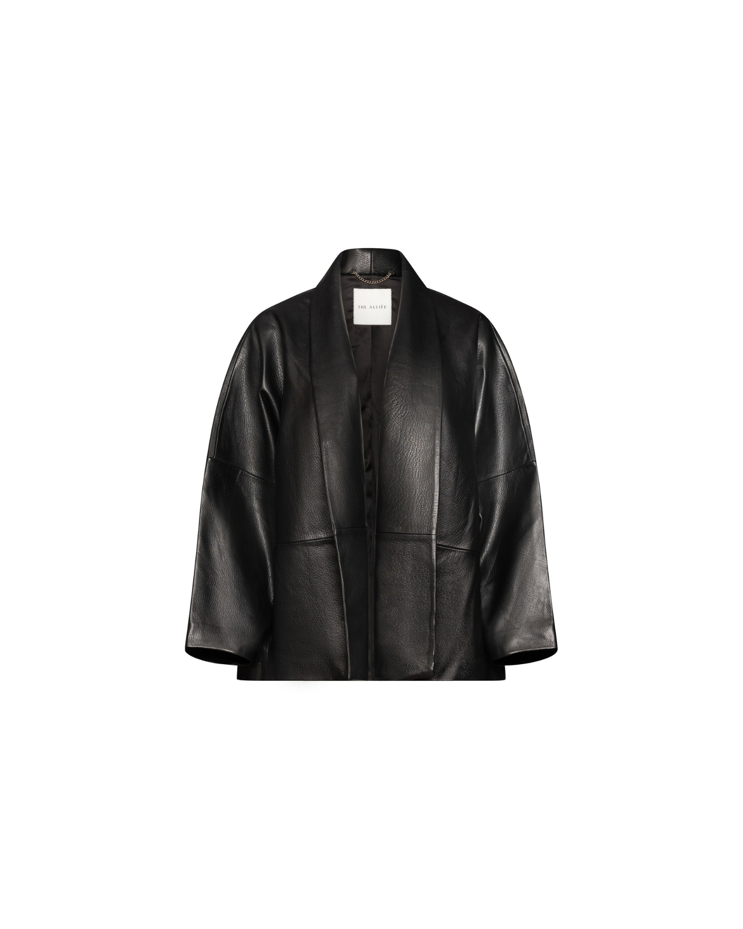 Black straight leather coat