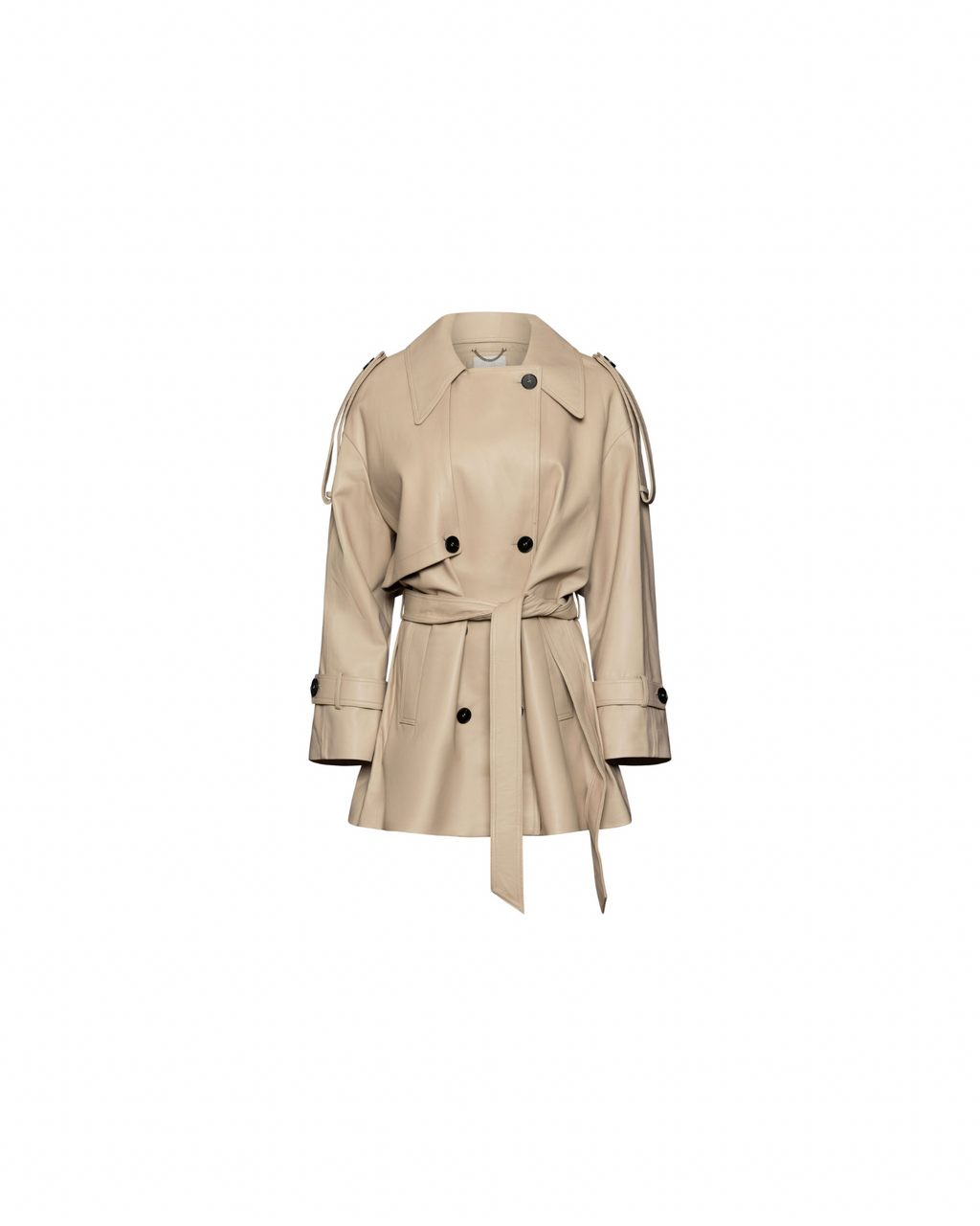 Cream leather trench coat