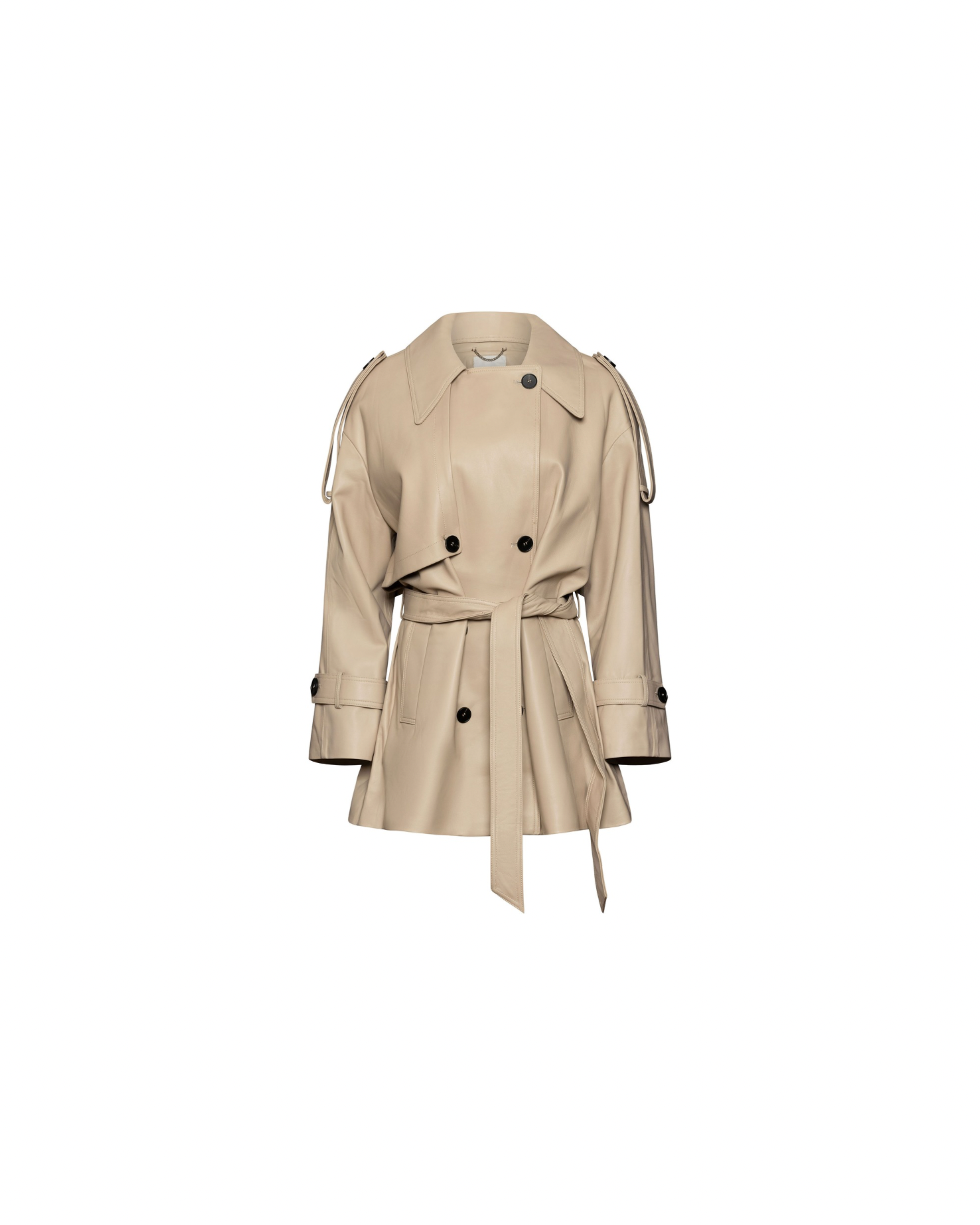 Cream leather trench coat