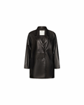 Black straight leather coat