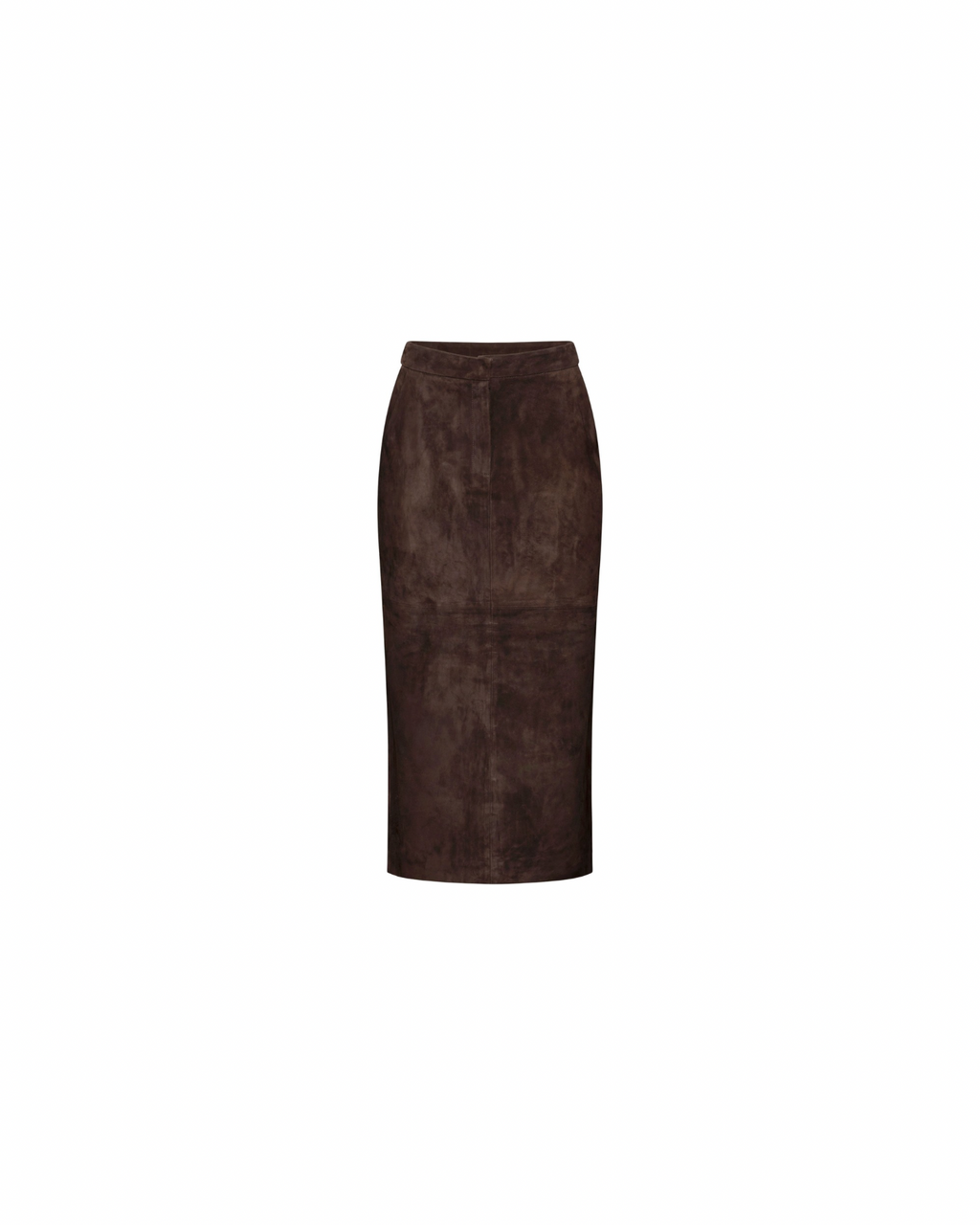 Chocolate suede midi skirt