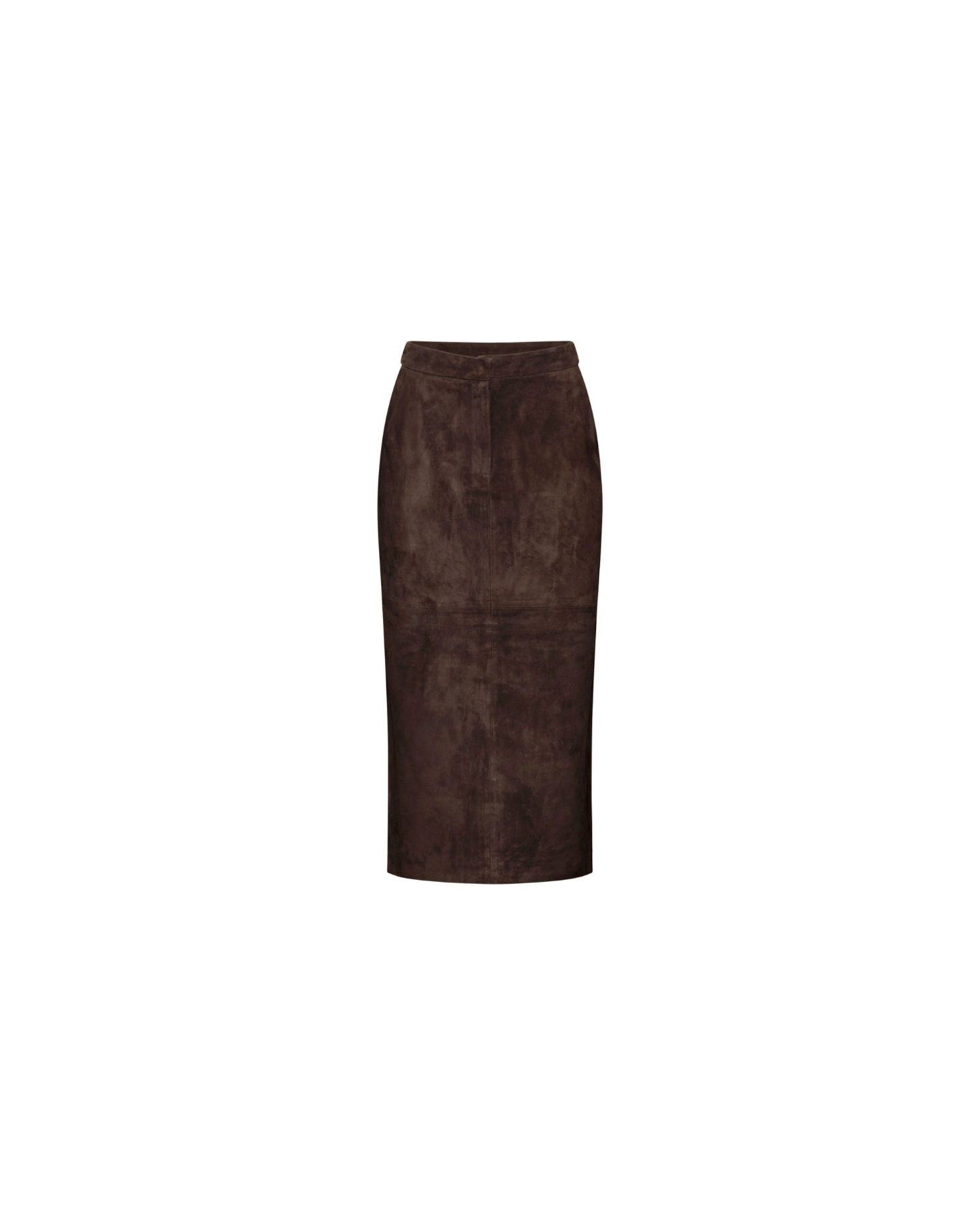 Chocolate suede midi skirt