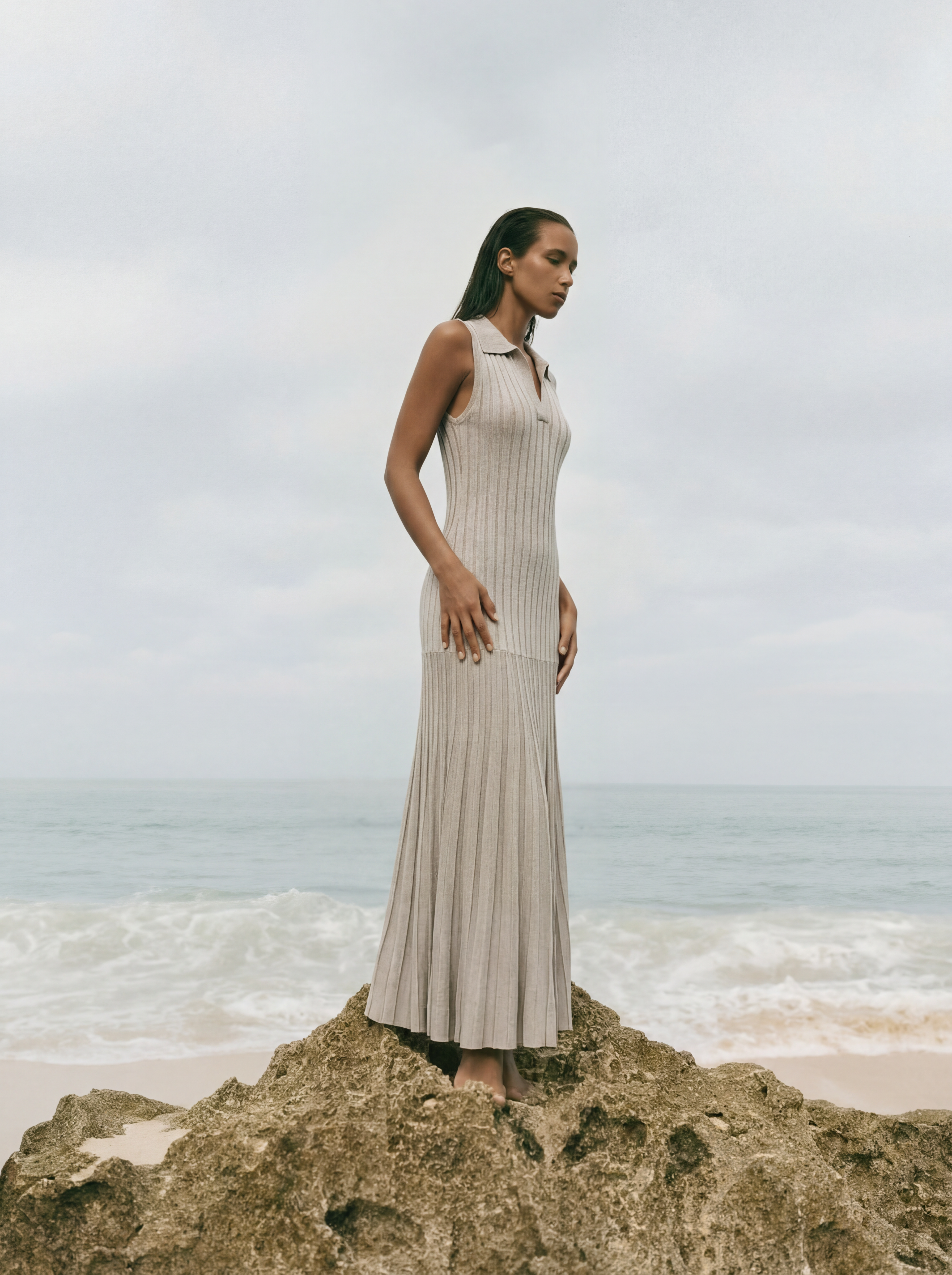 Grey knit peppy maxi dress